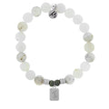 Initially Your's White Chalcedony Bracelet with Letter I Sterling Silver Charm