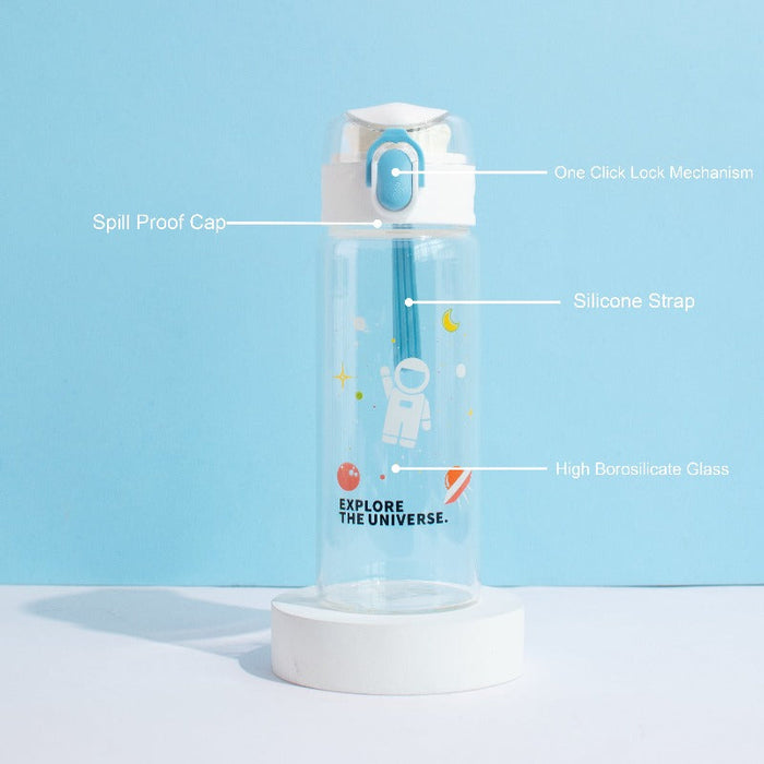 Into the Universe One-Click Lock Transparent Glass Water Bottle Bottles June Trading