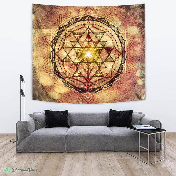 Irradiated Sage Sri Yantra by McAshe Tapestry