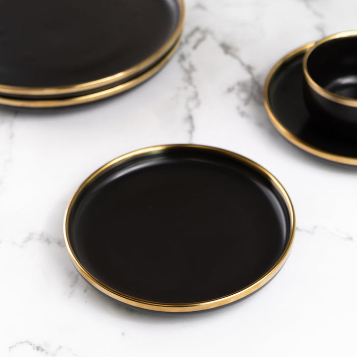 Jet Black Gold Rimmed Starter Plate Starter Plates June Trading Starter Plate