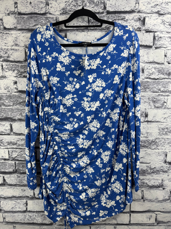 Lane Bryant Blue & White Floral Top