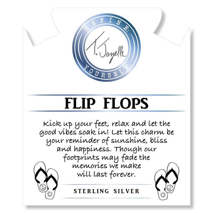 Lapis Tiger's Eye Stone Bracelet with Flip Flop Sterling Silver Charm
