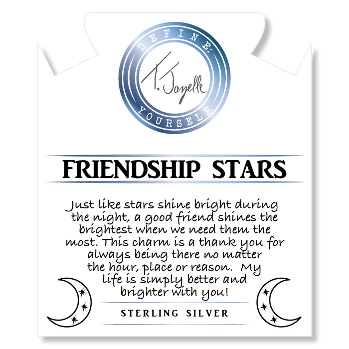 Lapis Tiger's Eye Stone Bracelet with Friendship Stars Sterling Silver Charm
