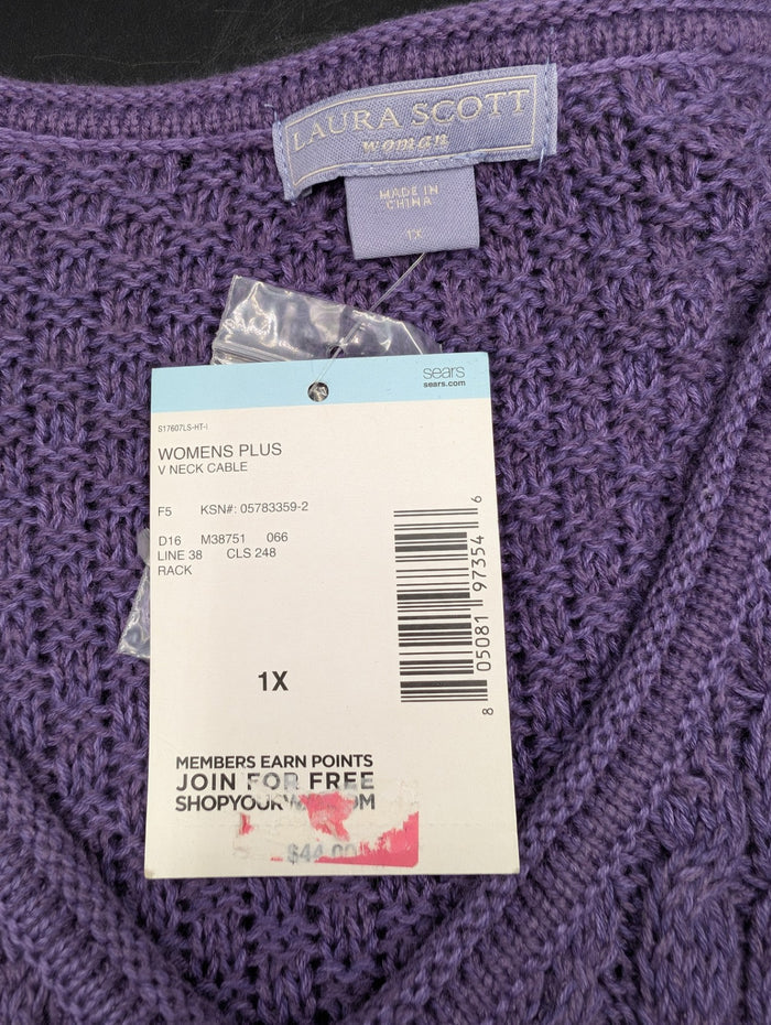 Laura Scott V-Neck Cable Sweater
