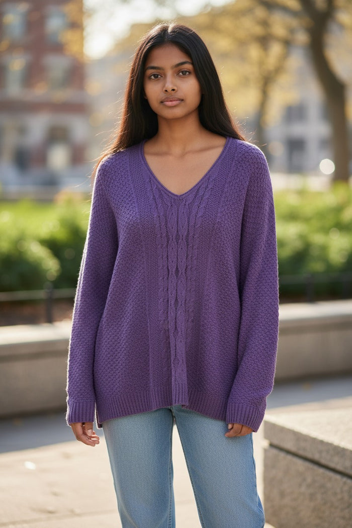 Laura Scott V-Neck Cable Sweater