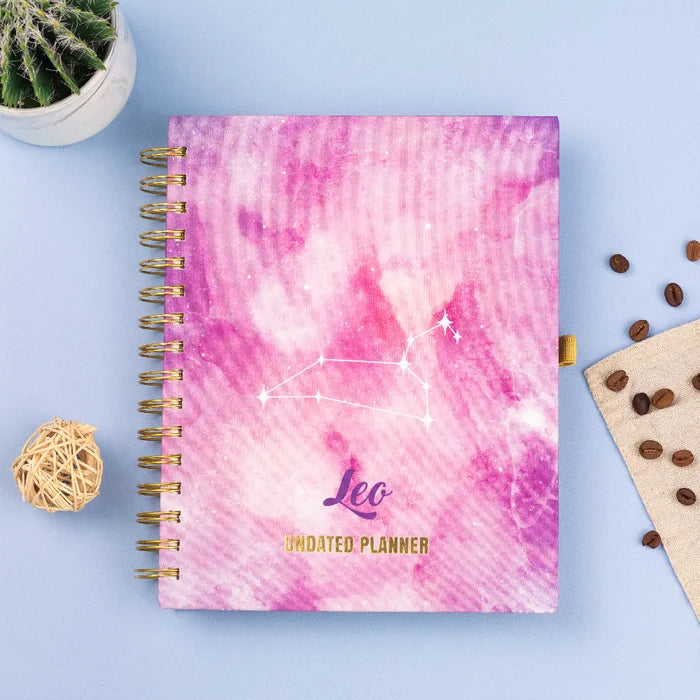 Undated Yearly Planner - Leo (2023 Collection) + Ultimate Sticker Book Undated Planners June Trading
