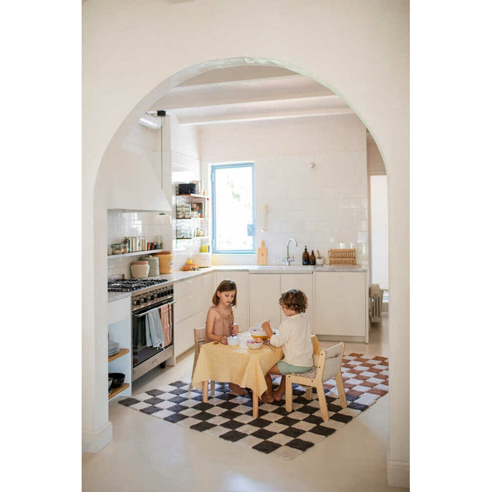 Little Chefs Kitchen Tiles Toffee Washable Rug - Rugs by Roo