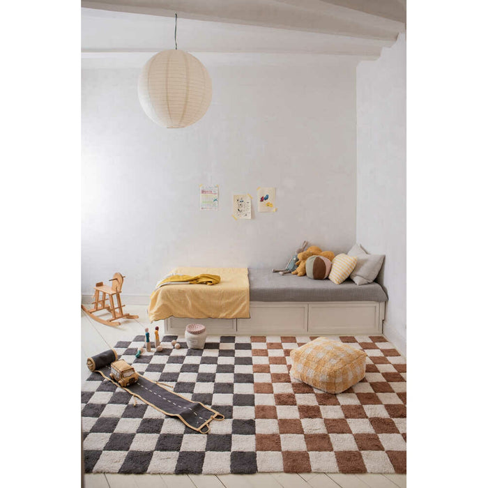 Little Chefs Kitchen Tiles Toffee Washable Rug - Rugs by Roo