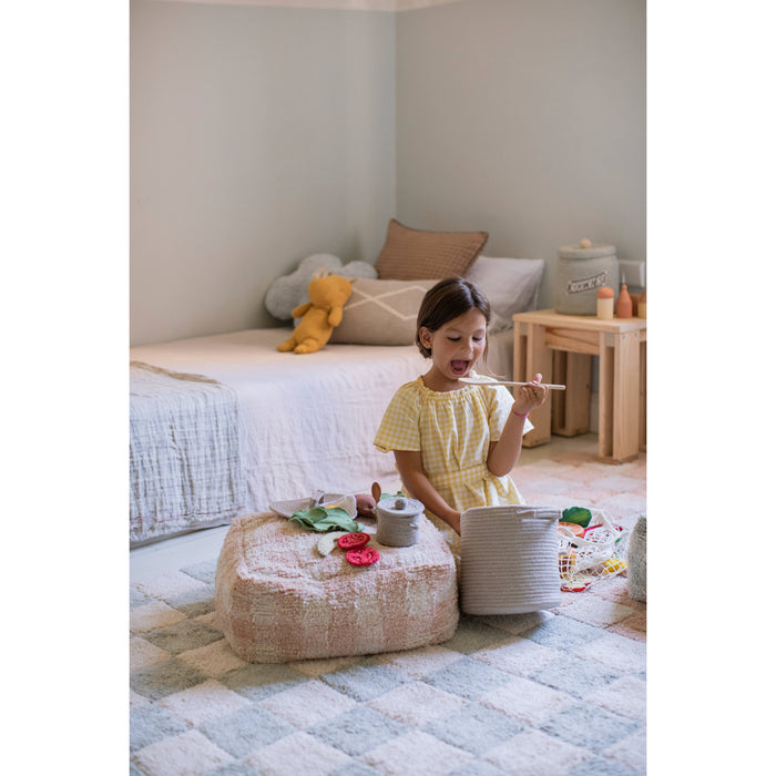 Little Chefs Vichy Rose Pouf - Rugs by Roo