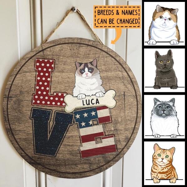 Love - American Art Print - Personalized Cat Door Sign