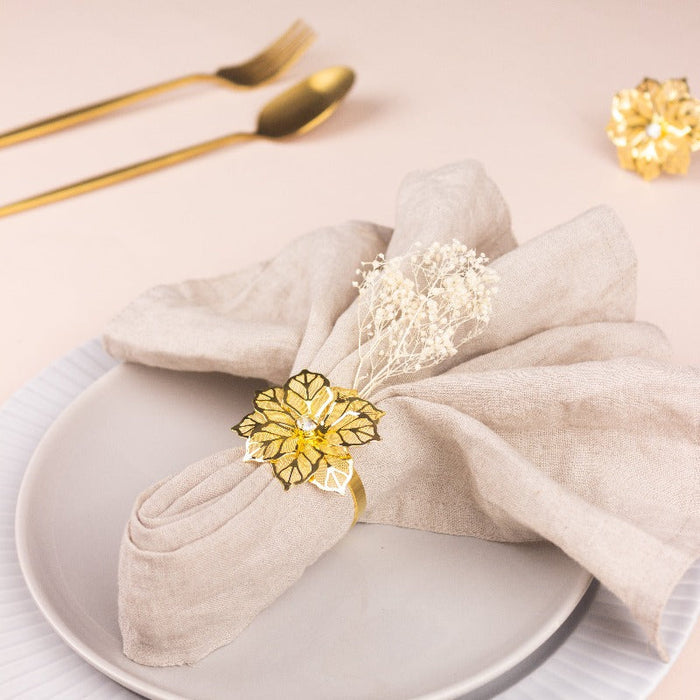 Luxury Flora Gold Napkin Rings (Set of 6) Napkin Rings June Trading