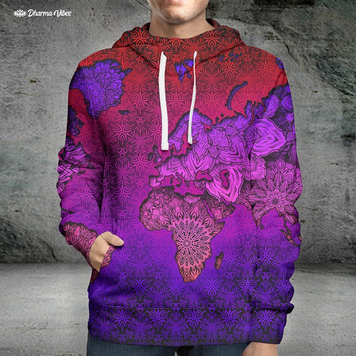 Mandala World Map by YantrArt Design Hoodie