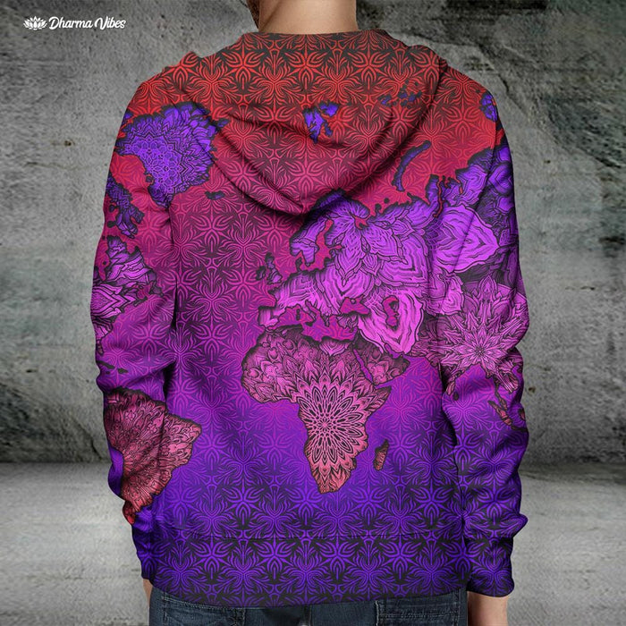 Mandala World Map by YantrArt Design Hoodie
