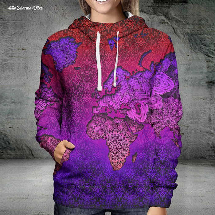 Mandala World Map by YantrArt Design Hoodie
