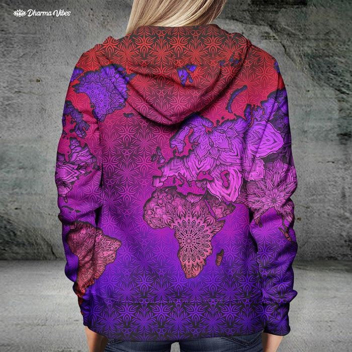 Mandala World Map by YantrArt Design Hoodie