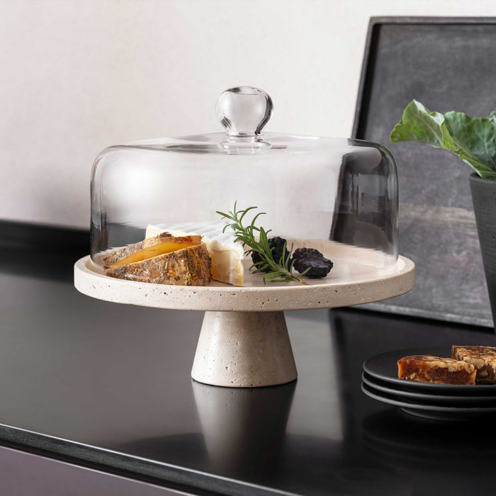 Manufacture Travertine Footed Serving Platter 24.5 cm