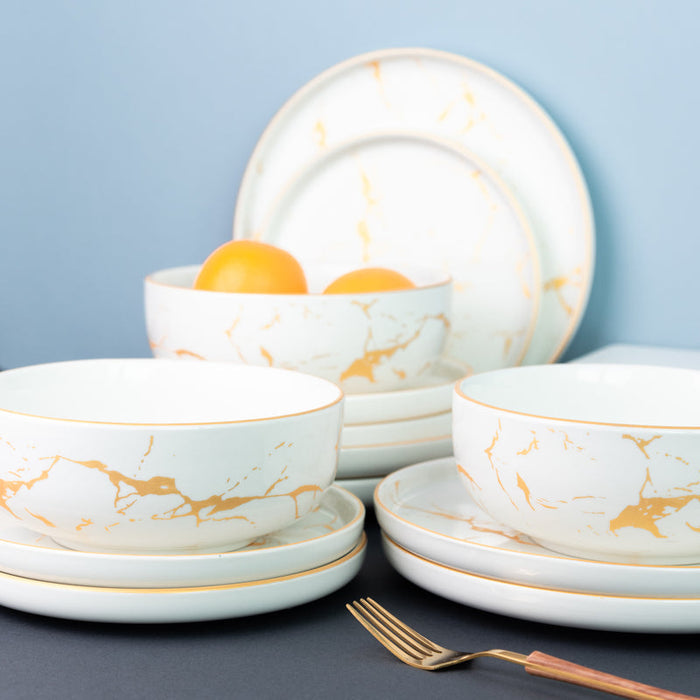 Marble Accent On White 18 Pieces Dinnerware Dinner Sets June Trading