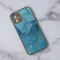 Marble Pattern Rose Gold Edge iPhone 12 Case iPhone 12 & 12 Pro June Trading Sea Green