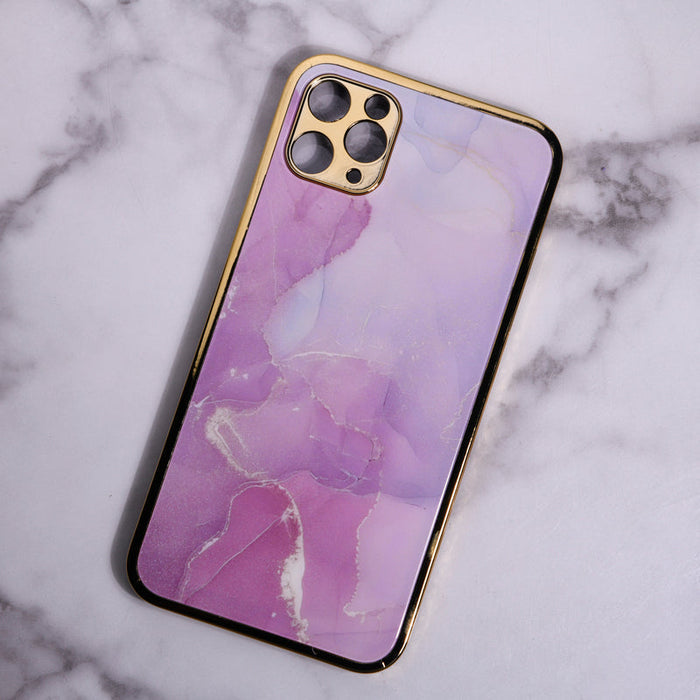 Marble Pattern Rose Gold Edge iPhone 12 Pro Case iPhone 12 & 12 Pro June Trading Baby Pink