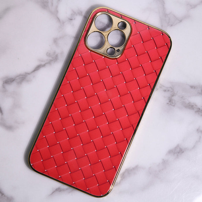Marble Pattern Rose Gold Edge iPhone 12 Pro Max Case iPhone 12 Pro Max June Trading Tiling Red