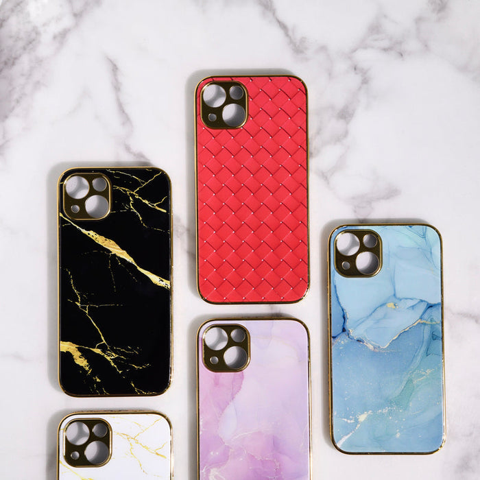 Marble Pattern Rose Gold Edge iPhone 14 Plus Case iPhone 14 Plus June Trading