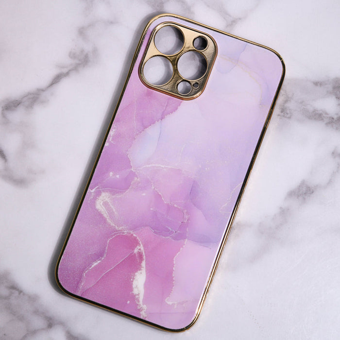 Marble Pattern Rose Gold Edge iPhone 14 Pro Case iPhone 14 Pro June Trading Blush Pink