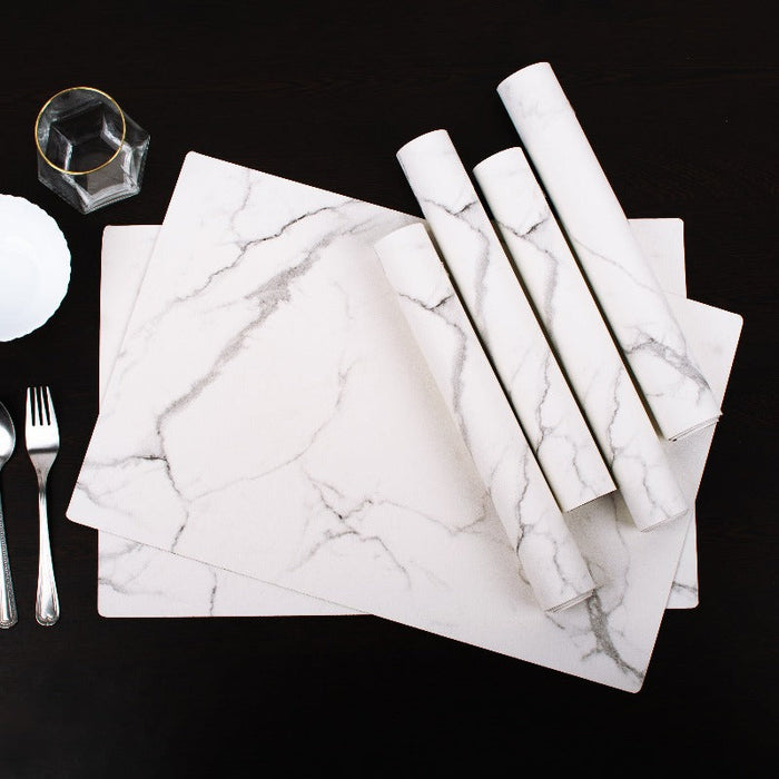 Marblestic Grey Tone Table Mats Set | 6 Pcs Tablemat The June Shop