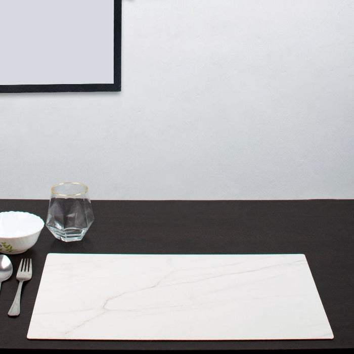 Marblestic White Tone Table Mats Set | 6 Pcs Tablemat The June Shop