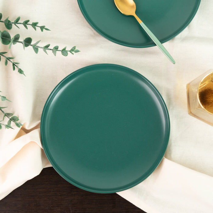 Matte Texture Ceramic Dinner Plate - Forest Green (9 Inches) Dinner Plates June Trading