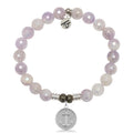 Mauve Jade Gemstone Bracelet with Anchor Sterling Silver Charm