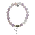 Mauve Jade Stone Bracelet with Infinity Heart Sterling Silver Charm