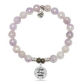 Mauve Jade Gemstone Bracelet with Love Always Wins Sterling Silver Charm