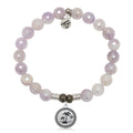 Mauve Jade Gemstone Bracelet with Palm Tree Sterling Silver Charm