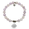 Mauve Jade Gemstone Bracelet with Seashell Sterling Silver Charm
