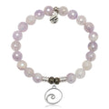 Mauve Jade Gemstone Bracelet with Wave Sterling Silver Charm