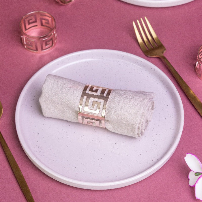 Maze Rose Gold Napkin Rings (Set of 6) Napkin Rings June Trading