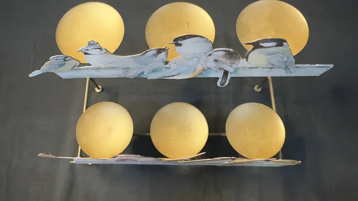 Metal 6 Candle Stand with Bird Motif by Marjolin Bastin