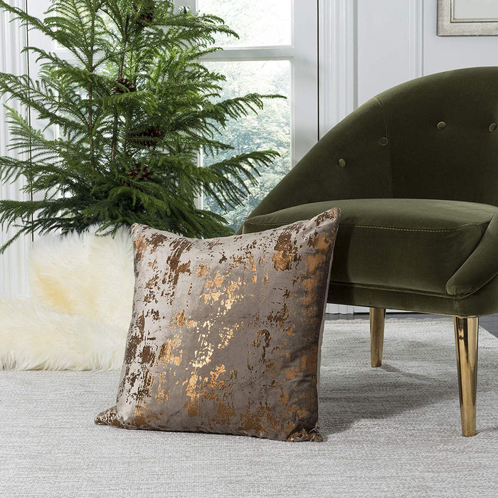 Metallic Throw Pillow, Potato Brown/Copper