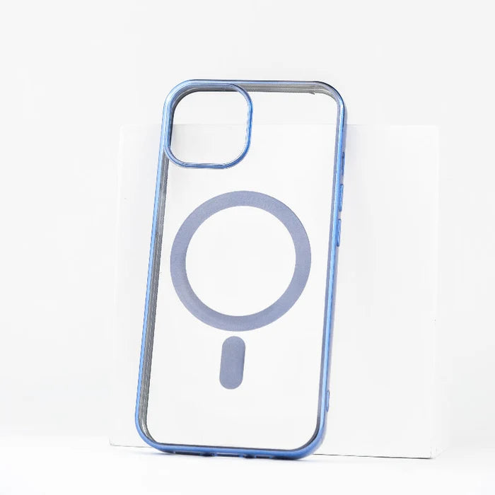 Metallichrome Azure Blue Magsafe Clear iPhone Cover Mobile Phone Cases June Trading iPhone 14