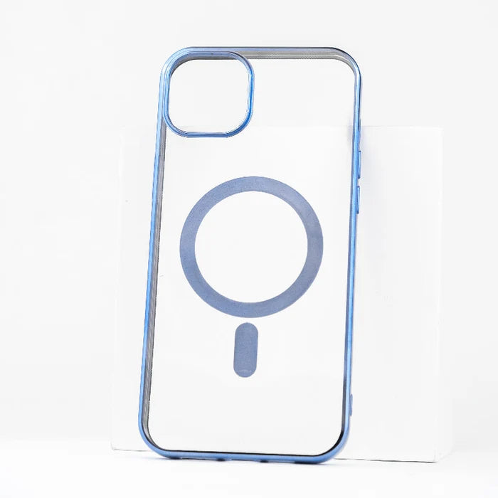 Metallichrome Azure Blue Magsafe Clear iPhone Cover Mobile Phone Cases June Trading iPhone 14 Plus