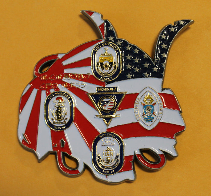 Mine Countermeasures Squadron (MCMRON) 7 Three / 3 Coin Samurai Set Navy Challenge Coin