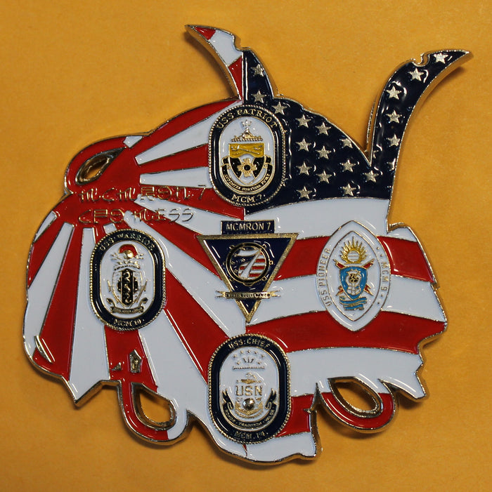 Mine Countermeasures Squadron (MCMRON) 7 Three / 3 Coin Samurai Set Navy Challenge Coin