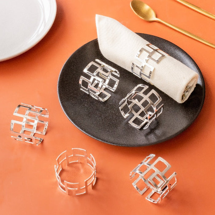 Minimalistic Silver Napkin Rings (Set of 6) Napkin Rings June Trading