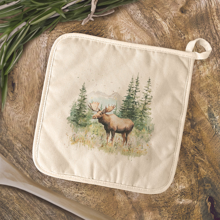 Moose Scene - Spring Cotton Pot Holder