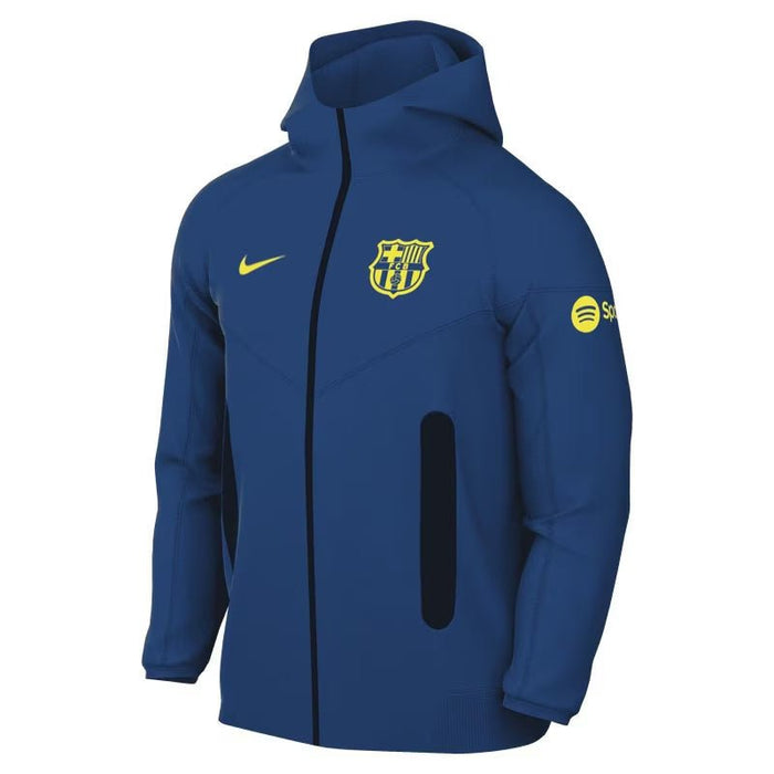 Nike FC Barcelona 25/26 Tech Fleece Special Edition Full Zip Hoodie (Gym Blue/Opti Yellow) | SoccerWearhouse