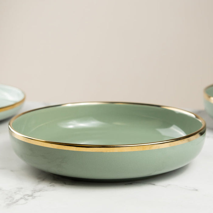 Nordic Sage Gold Rimmed Rice Plate Pasta Bowl June Trading Rice Plate