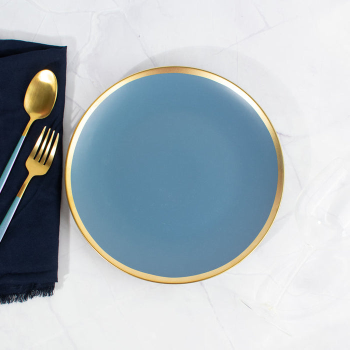 Ocean Blue Golden Edge Dinner Plate (9 Inches) Dinner Plates June Trading