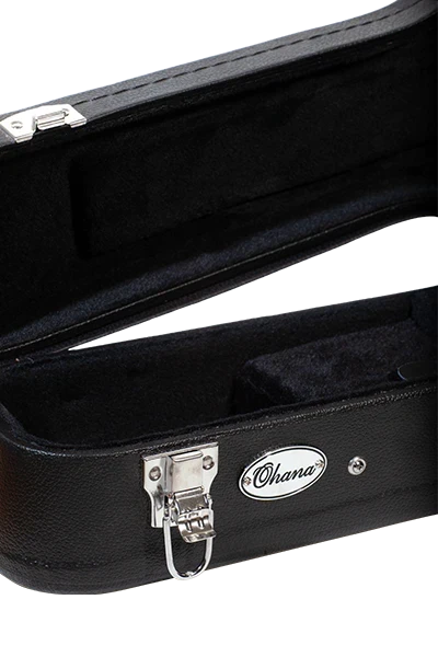 Ohana Logo Black Baritone Hardshell Case - BEM-31 - Aloha City Ukes