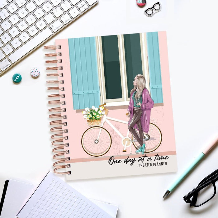 Undated Yearly Planner - One Day At A Time (2023 Collection) + Ultimate Sticker Book Undated Planners June Trading