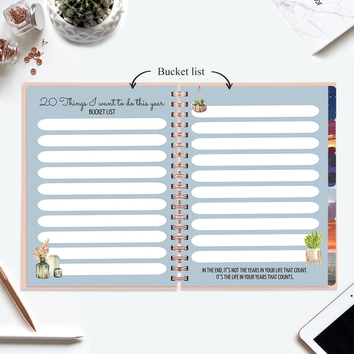 Undated Yearly Planner - One Day At A Time (2023 Collection) + Ultimate Sticker Book Undated Planners June Trading